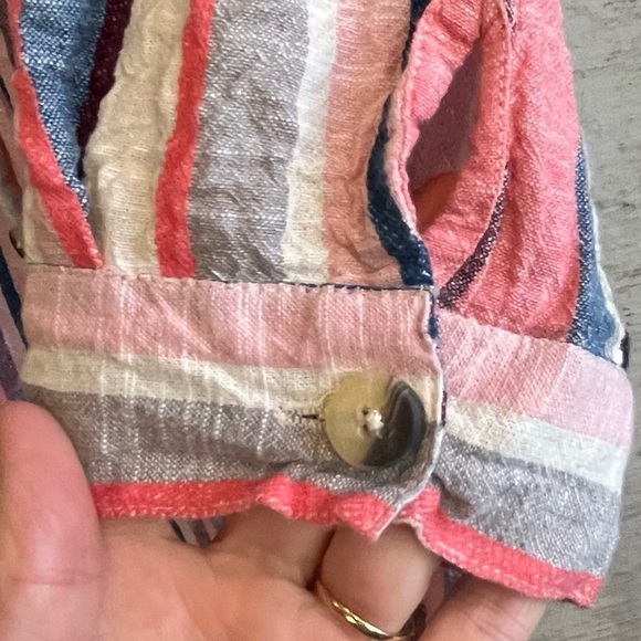 Mlle Gabrielle Vertical Striped Shirt Dress Sz XL Button Up Spring Easter Colors - Picture 4 of 15